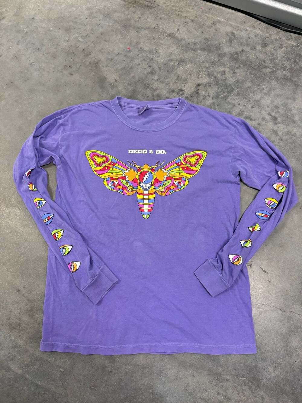 Comfort Colors Dead & Co. Long Sleeve Moth Size L Purple T-Shirt